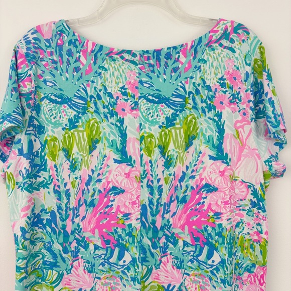 Lilly Pulitzer Sophilettta Dress Size XL Fished My Wish Pink Blue Green Shift - Picture 6 of 13